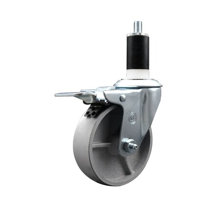 Service Caster 4'' Semi Steel Swivel 1-3/8'' Expanding Stem Caster Total Lock Brake SCC-EXTTL20S415-SSR-138